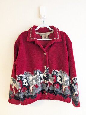 County Clothing Co. Fleece Sherpa Horse Print Western Southwestern Jacket